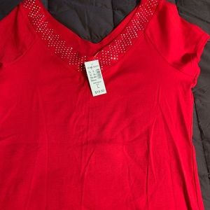 Red V neck with sparkles